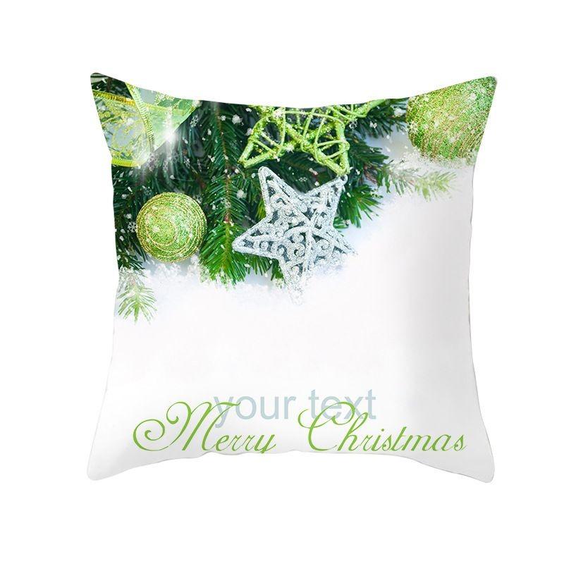 Merry Christmas Snowflake & Pine Branch Throw Pillow Cover, Festive Ornament Printed Cushion Case