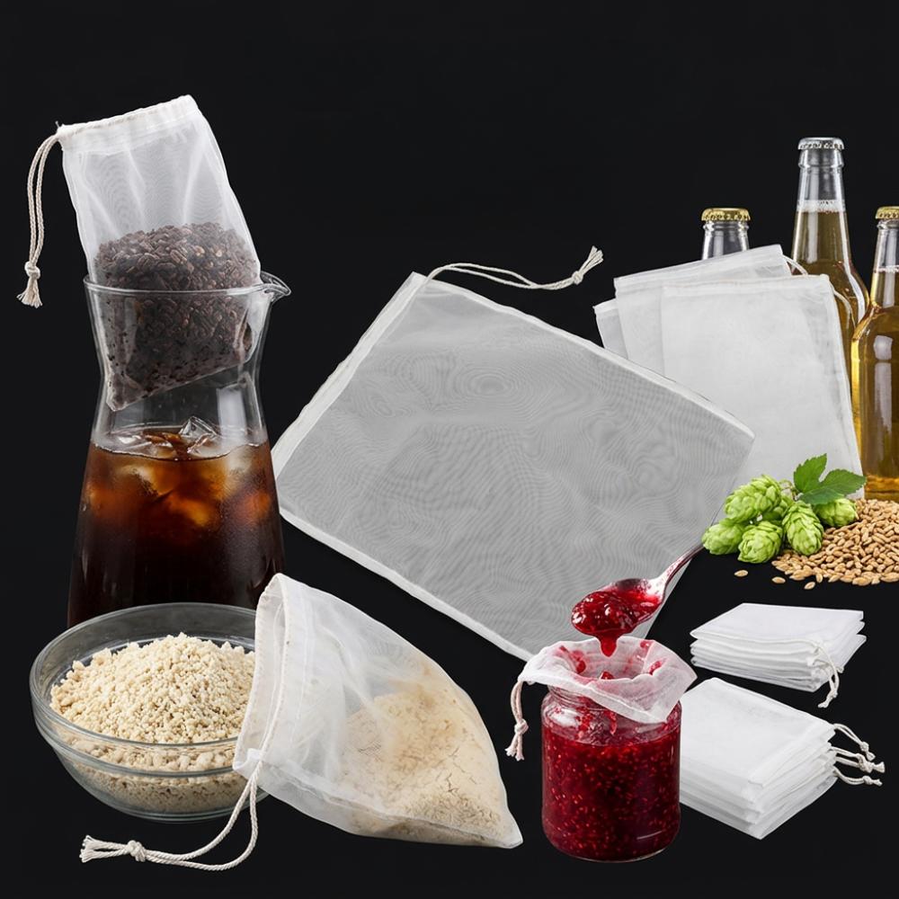 2 pcs Food Grade Fine Mesh Filter Bag 100 Mesh Brewing Filter Pouch Home Brew Strainer Bag Bars