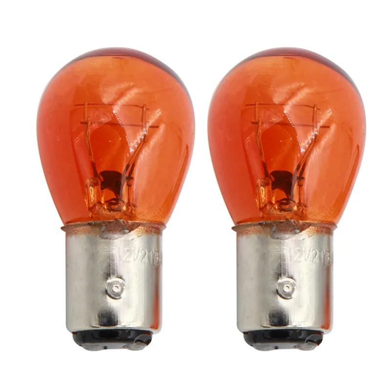 10Pcs DC12V 380 BAY15D 1157 21/5W Natural White Glass Double Filament Warm White Car DRL Stop Brake Lights Halogen Bulb