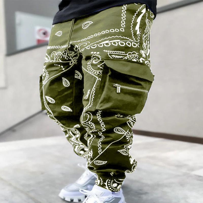 

MAITA 1PC Повсякденні штани-шаровари Високоякісні чоловічі спортивні штани з кількома кишенями, штани з квітковим принтом 3XL