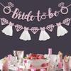 European & American Wedding Party Decor: 'Bride To Be' Tulle Skirt Glitter Banner with Diamond Ring Design