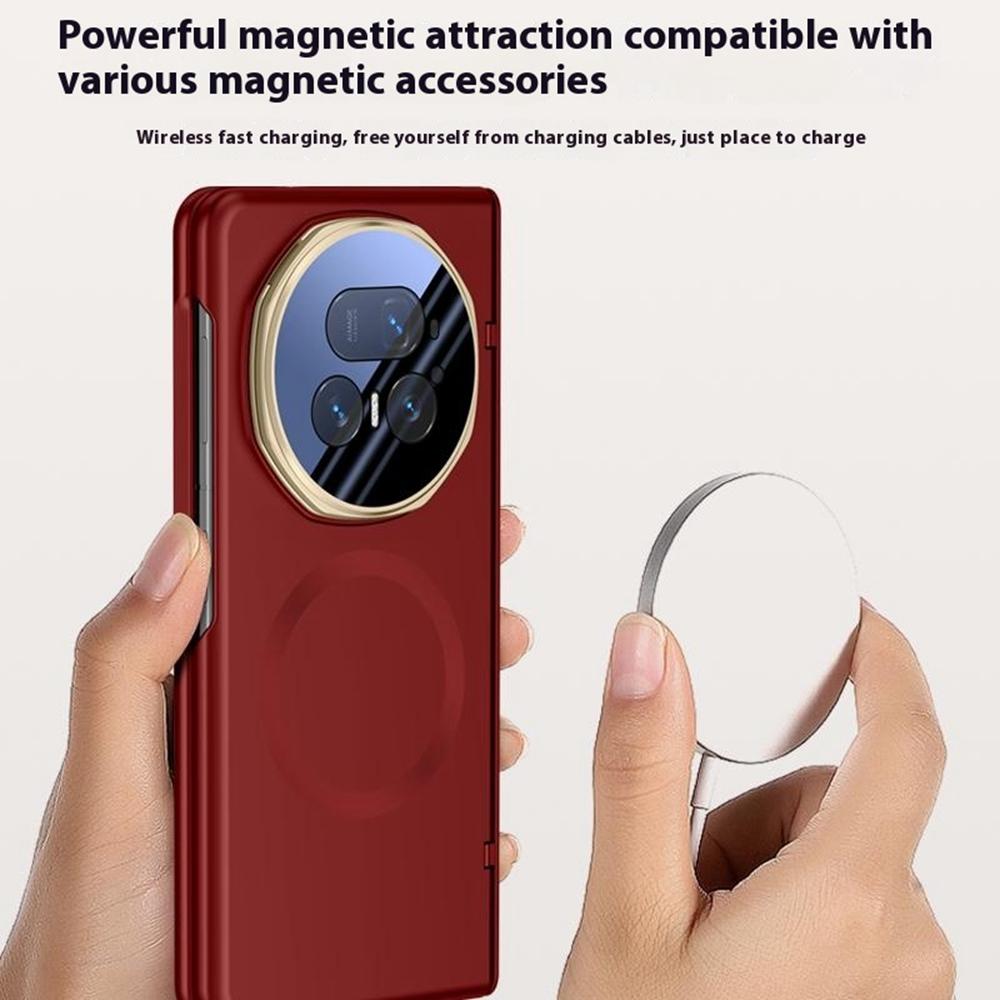 For Honor Magic V5 5G Magnetic Case Hard PC Phone Cover with HD Tempered Glass Film,Lens Kickstand