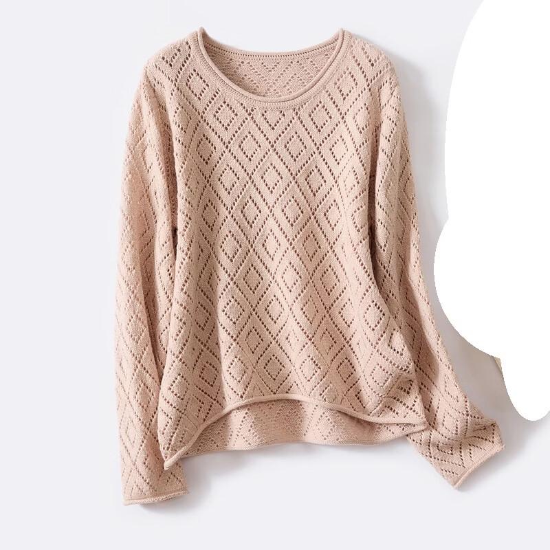 Jinjuan Women's Thickened Diamond Knit Wool Blend Sweater
