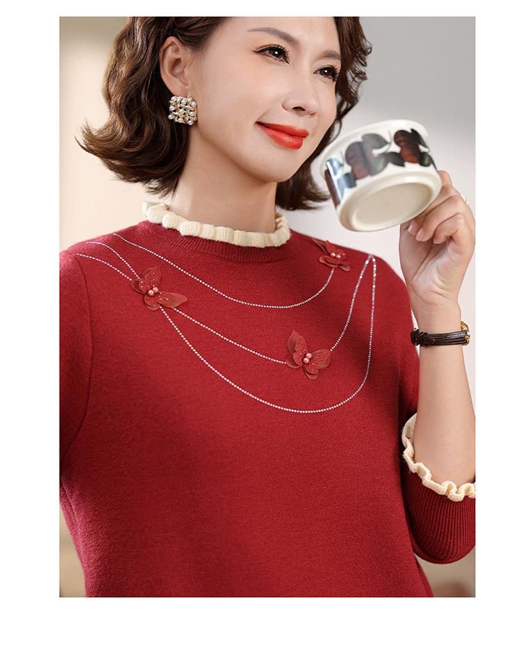 Mom's Stylish Plus Velvet Sweater - New Winter Warm Base Layer Top for Middle-Aged and Elderly Women