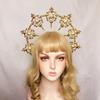 Womens Mary Halos Crowns Headband Spiked Gold Tiara Hair Accessories Goddess Headpiece Headdress for Cosplay