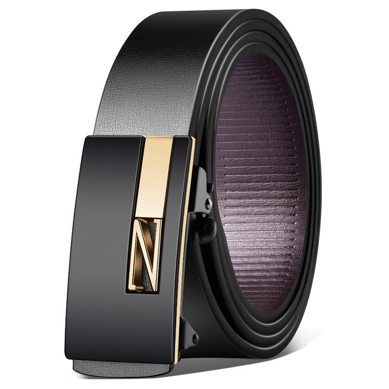 Men's Belt Inside The Toothless Automatic Buckle Belt for Men's Fashionable and Versatile Business Trousers