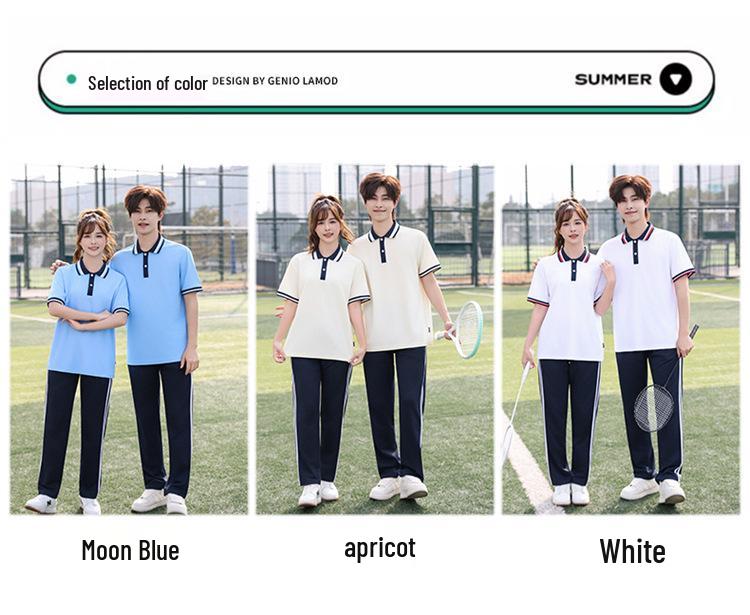 Summer School Student Short Sleeve Uniform Set for Primary and High School Sports and Graduation Events