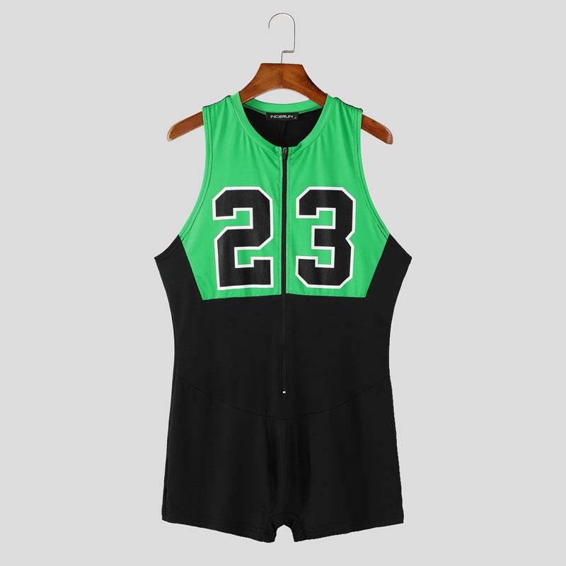 

INCERUN Мужской домашний комбинезон без рукавов с принтом букв, облегающий ромпер, цельный костюм