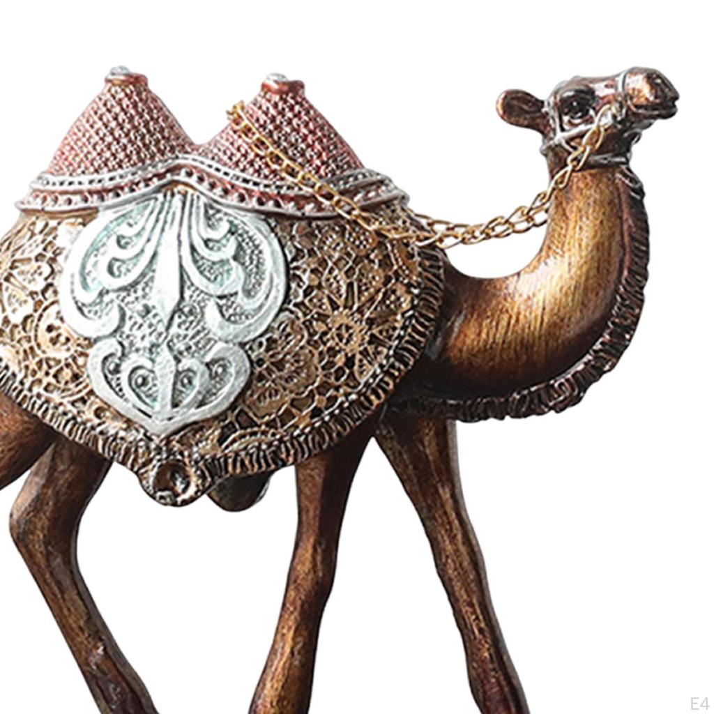 Camel Figurine for Tabletop Display, Home Decor, Resin Animal Sculpture Living Room And Office