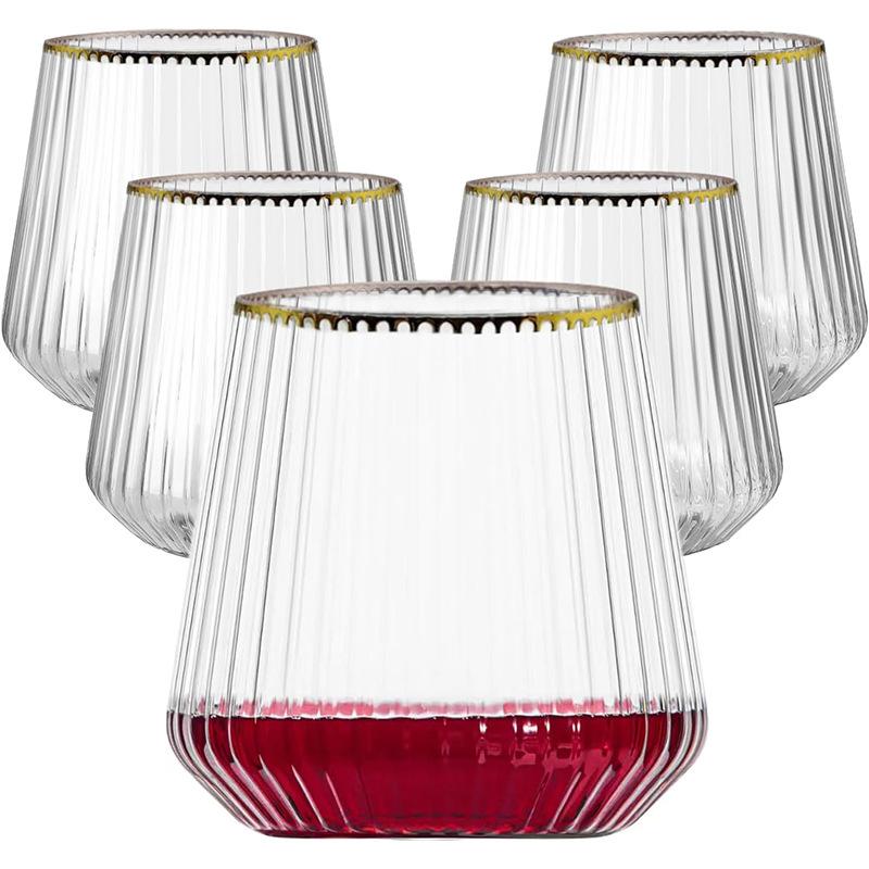

24 шт. Пластиковые ребристые бокалы для вина Оригами Одноразовые бокалы для вина Небьющиеся Прозрачные пластиковые коктейльные бокалы Пластиковые бокалы для вина Шампанского Виски 24pcs