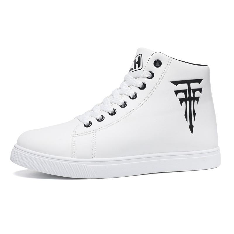 Large Men's Shoes, High Top Casual Board Shoes, Size 48, Medium Top Leather Surface, Waterproof and Anti Slip for Men
