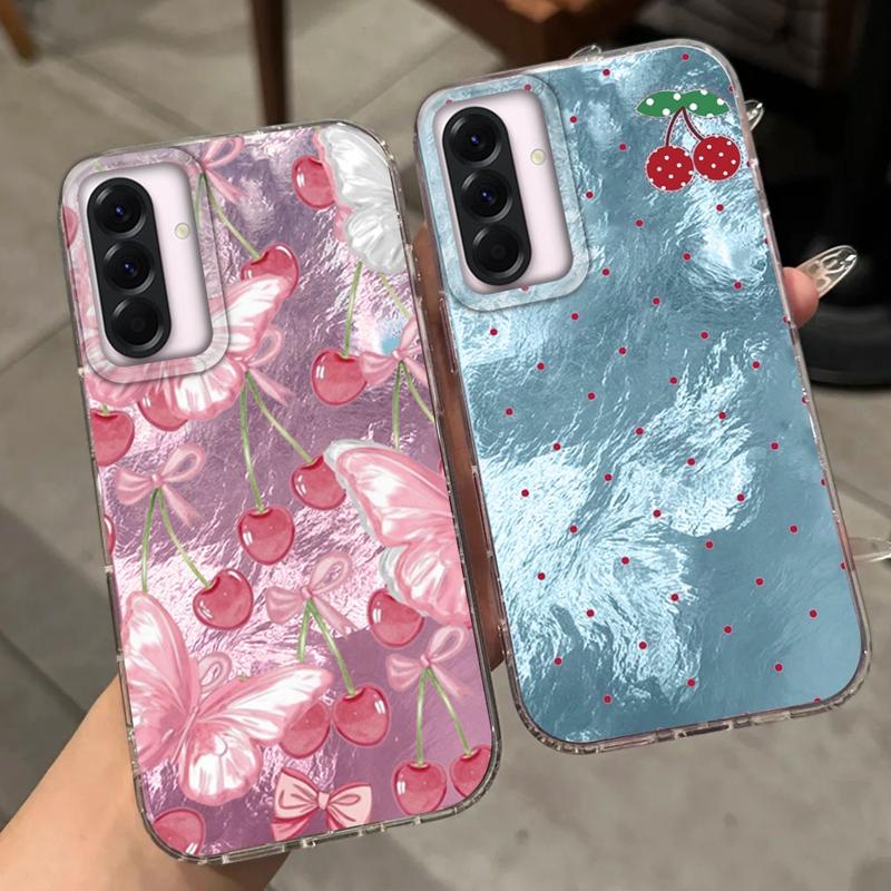 Cherry Butterfly Girls Case For Samsung Galaxy A56 A16 A26 A36 A06 A55 A35 A25 A15 A12 A32 A54 S24 S25 S22 S23 FE Fundas Cover
