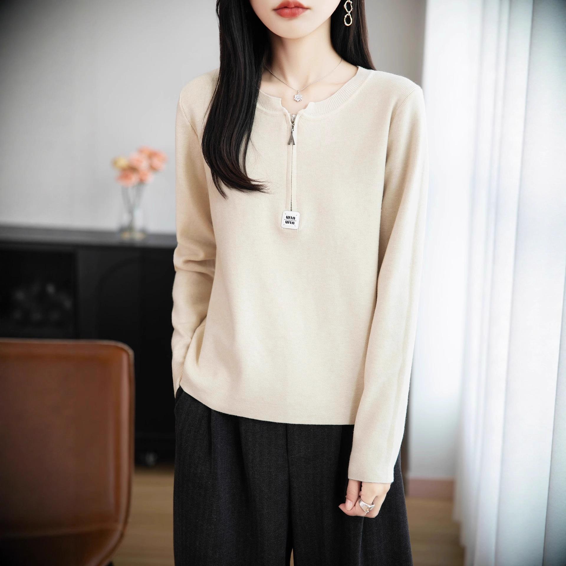 

DAFIFY Женская мода повседневная осень-зима однотонный принт длинный рукав О-образный вырез свитера Size: One Size