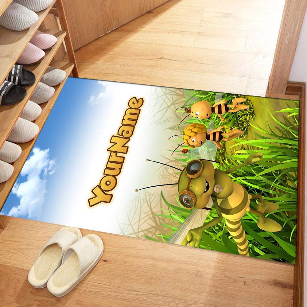 Biene Maja Customizable Name Floor Mat Perfect for Hallway Game Room Outdoor Living Rooms Antislip Carpet Office home decor Perfect Gift for Women/Men