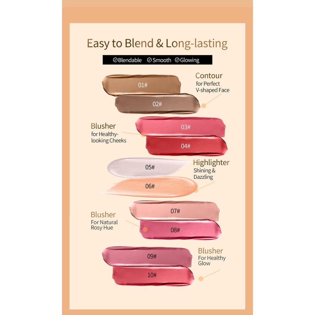 Blush High-gloss Grooming Multi-functional Makeup Pen, Pearlescent Fine Glitter Brightening Facial Grooming Cream