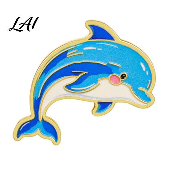 Ocean Life Enamel Pin Cartoon Sea Animal Metal Brooch Dolphin Whale Seahorse Octopus Brooch Badge Pin Hats Bags Scarves Clothes Decorative Accessory