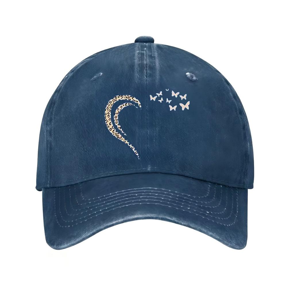 Leopard Heart Butterfly Print Baseball Cap Casual Adjustable Outdoor Sun Hat Unisex Cotton