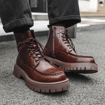 Martin Boots Men's High-top British Style Retro Thick-soled Heightening Medium-top Boots Soft-faced Autumn Tooling Boots 86689-J
