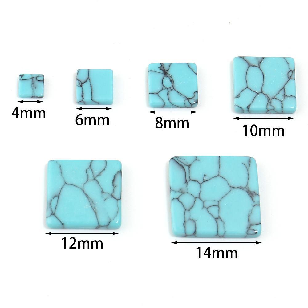 

10pcs/lot Square Turquoise Cabochon Beads Natural Stone Cabochons For Jewelry Making DIY Ring Bracelet Earrings Accessories 4mm синій