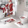 3X Christmas Bathroom Rug Set Non-Slip Bath Mat Toilet Lid Cover Christmas Decor