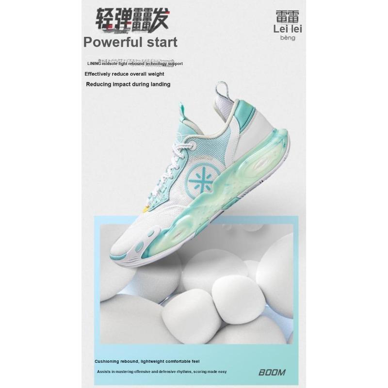Li-Ning Young All City 12 Youth Low Top Basketball Shoes White Blue Lightweight Anti Slip YKBU020-1