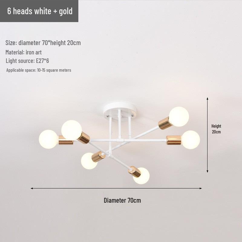 Modern Minimalist Chandelier: Cross-Border Wrought Iron Pendant Light for Bedroom and Study In American Industrial Style