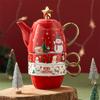 Christmas Ceramic Teapot Teacups Set with Gift Box Santa Claus/Elk Cartoon Teaware Coffee Cup Home Party Decor Christmas Gifts