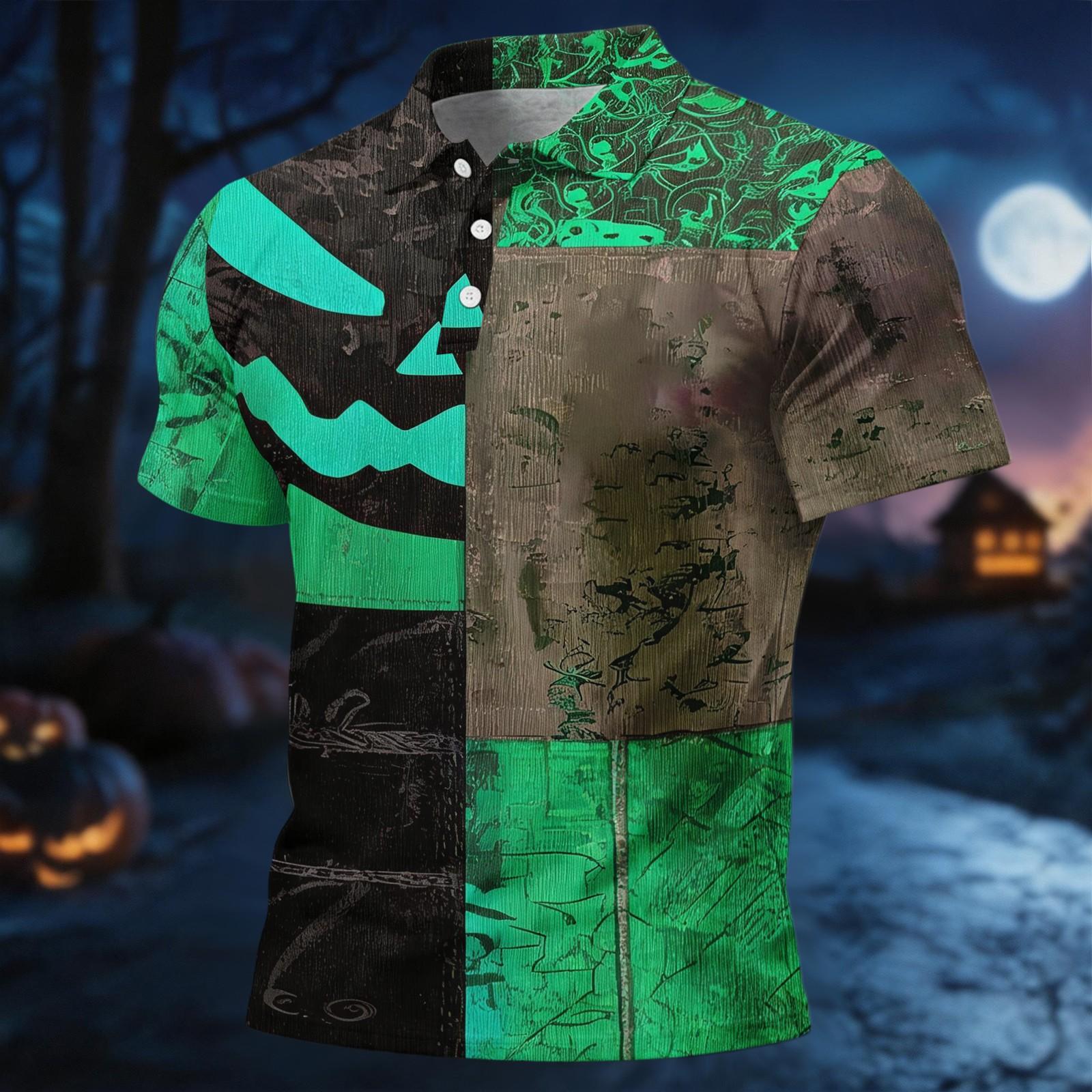 Men s Short Sleeve Halloween Printed Shirt for Casual Sports and Everyday Wear L