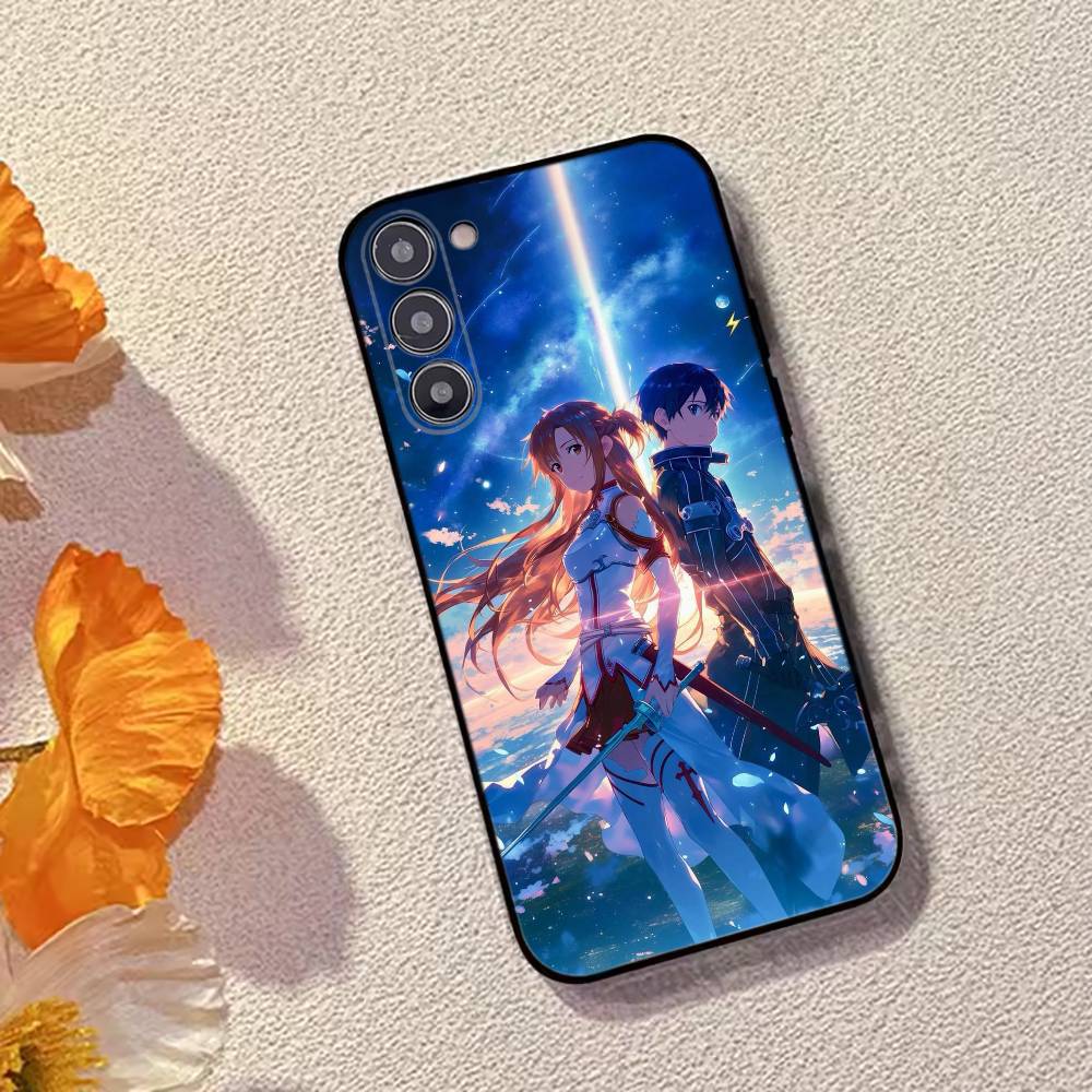 Sword Art Online kirito and asuna Phone Case Black Silicone Soft For Samsung Galaxy A73,A72,A71,A70,A53,A52,A51