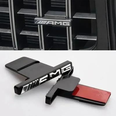 ABS AMG Logo Car Front Grille Badge Stickers Decorative Accessories For Mercedes Benz W211 W212 W213 GLA C E S G Class CLA GLK JY5