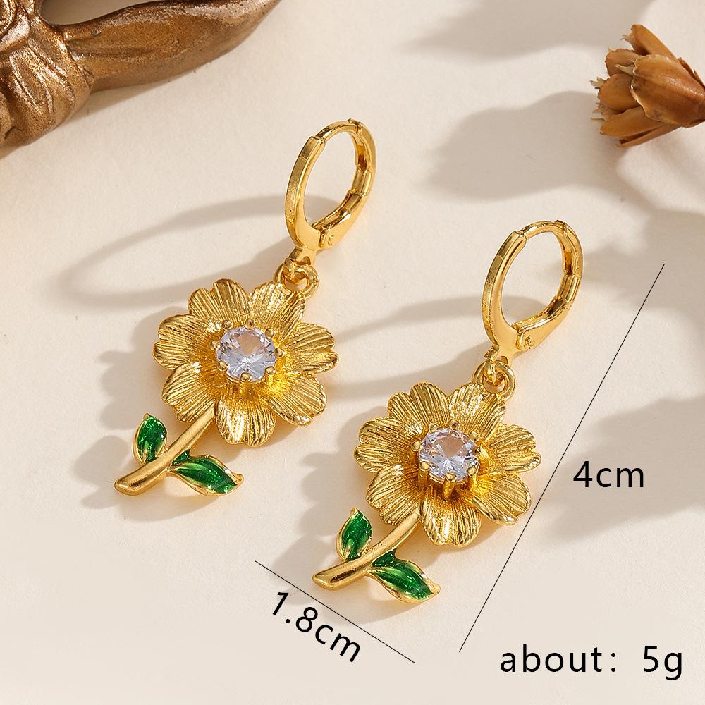 Leaves Flower Earrings for Women Trendy Vintage Ear Stud Wheat Unique Design Golden Color Girl Jewelry Gift