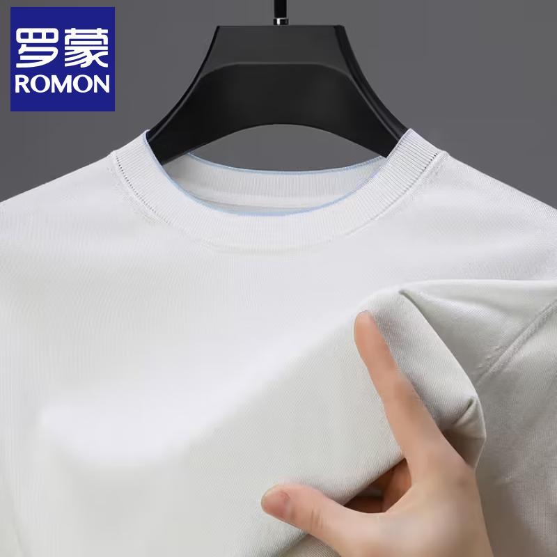 

Romon Men s Silk Blend Knit Crew Neck T-Shirt L