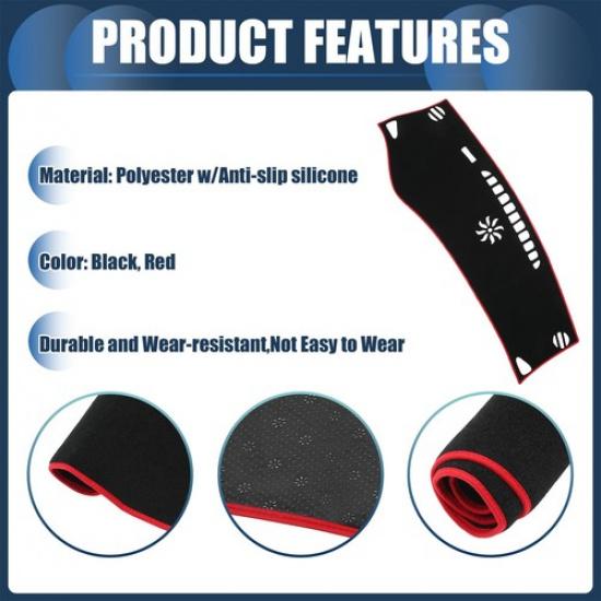 Dashboard Dash Cover Mat for Buick Envision 14-17 Sun Protector Pad Black Red
