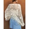 New Arrival Fashion Fashion Round Neck Knitting Crocheted Cut Out Loose Batwing Long Sleeve Blouse Air Conditioning Shirt Sun Protection Clothing