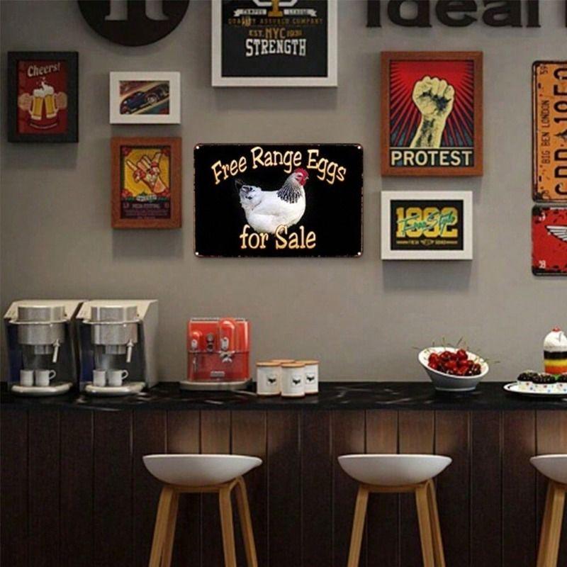 Vintage Metal Wall Poster Rooster for Kitchen