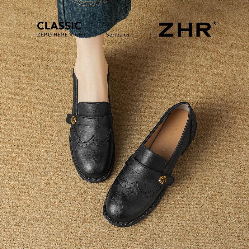 ZHR Women s Retro Chunky Heel Loafers EU 39