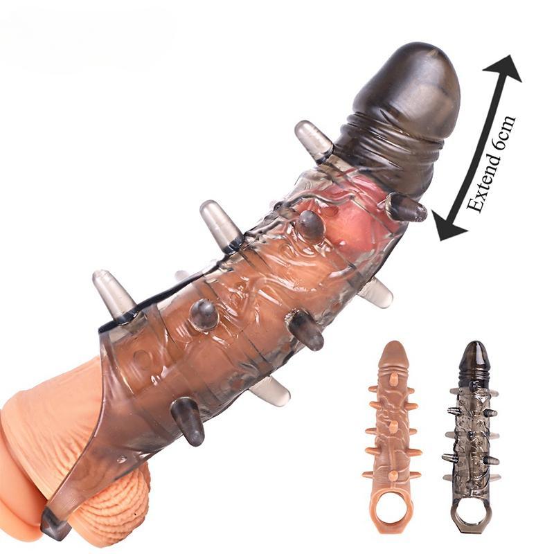 Realistic Penis Sleeve Extender Cock Sleeve with Vibrator Dick Enlargement Delay Ejaculation Reusable Condom Men or Dildo Sex Toys