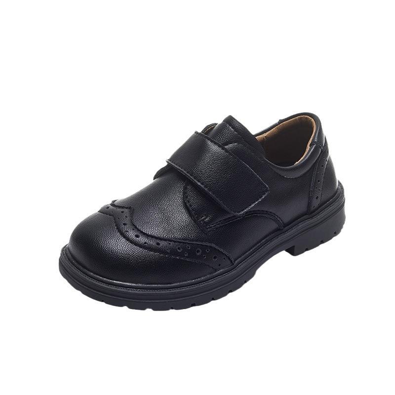 Retro Fashion Leather Children's Leather Shoes Soft Sole Boys Black British Style Performance Shoes