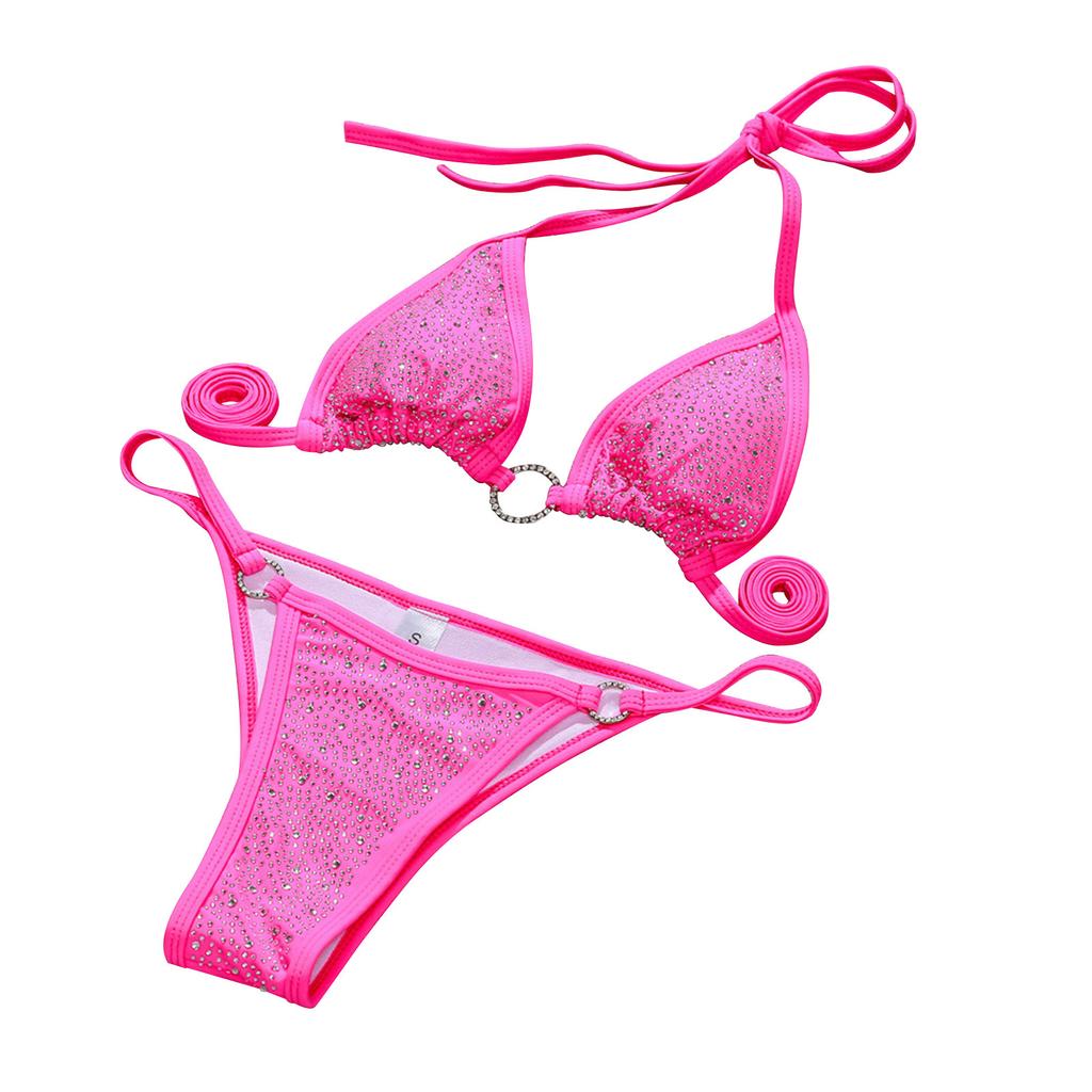 Sexy Bandage Bikini Diamond Women's Swimsuit Popular Split Swimwear