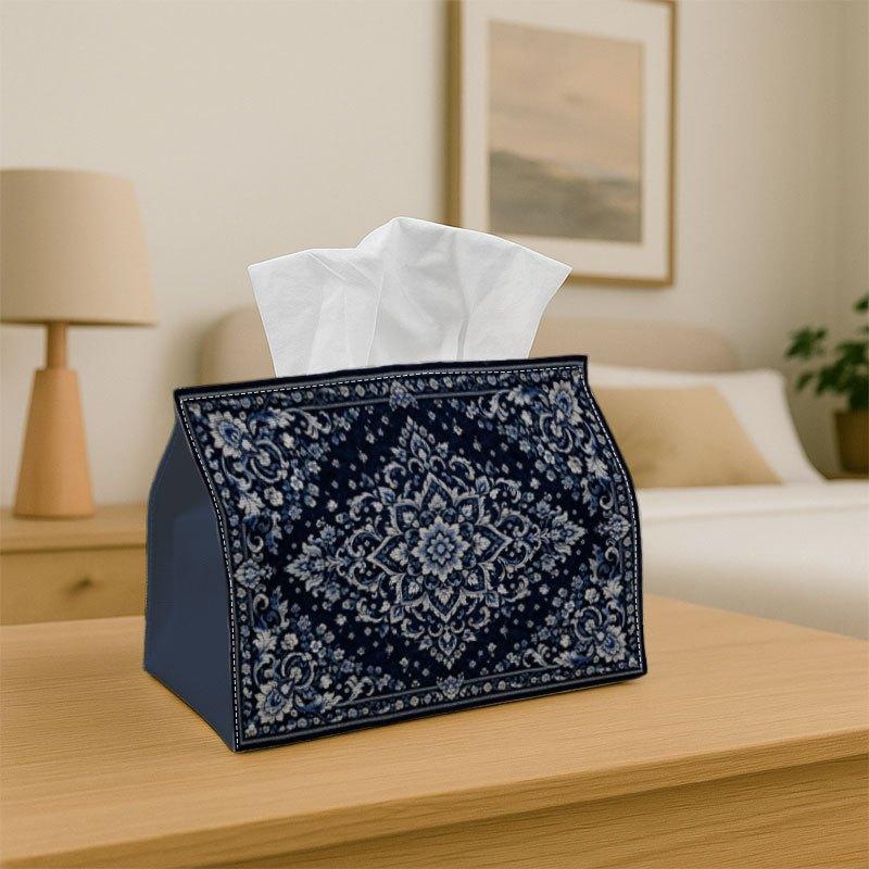 1pc Oriental Medallion Tissue Box Holder - Reusable Washable Dark Blue Suitable for Dining Table, Kitchen, Bathroom, Car & Party Decor, Decorative Tis