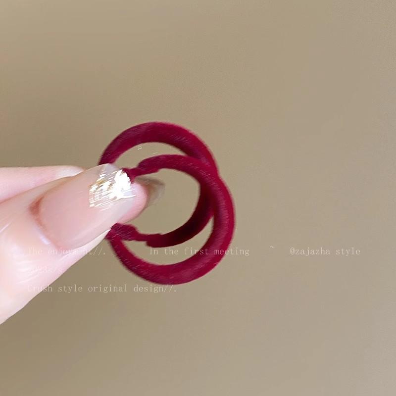 

Ankola red flocked earrings femininity circle earrings new exaggerated ear accessories