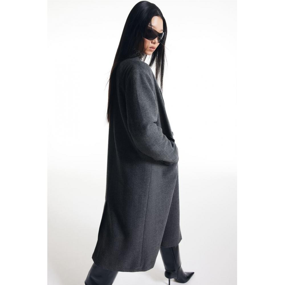 

Двубортное твиловое пальто HM темно-серого цвета