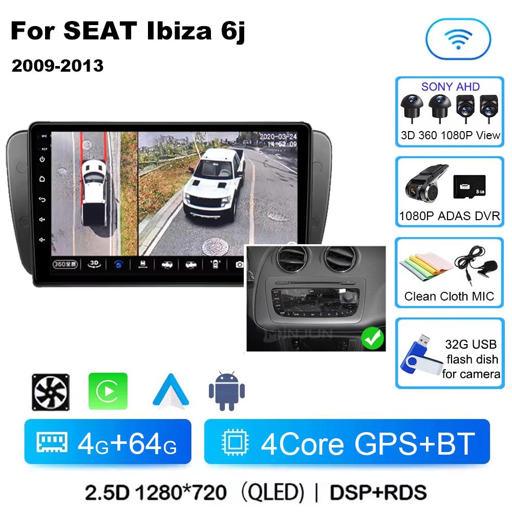 9 Inch Android 14 Qualcom Car Multimedia Player For SEAT Ibiza 6j 2009 2010 2011 2012 2013 Wireless Carplay Android Auto 4G