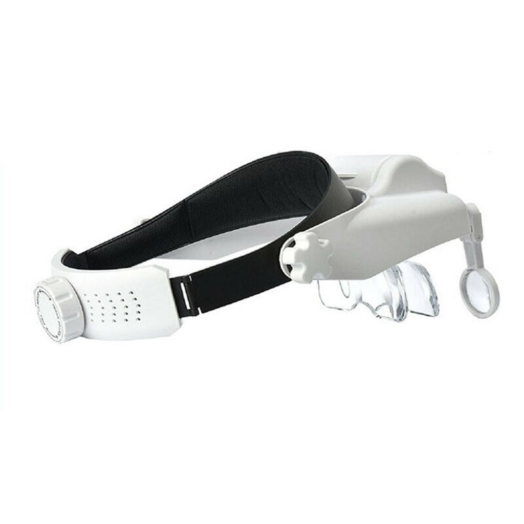 1X-14X 6 Interchangeable Lens Optivisor Headband Lighted Magnifier Head Magnifying Glass with Light Magnifier Eyewear Loupes