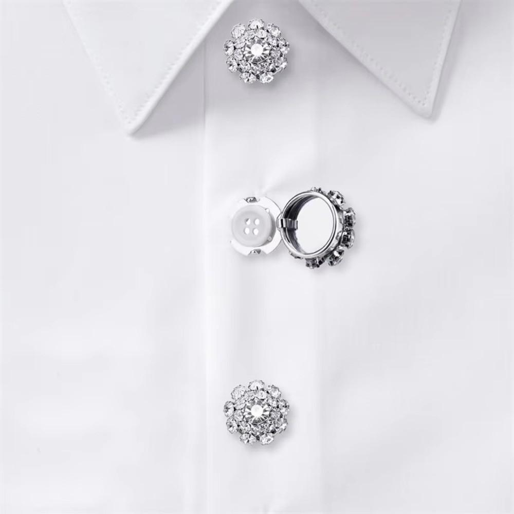 Sparkling Clip-On Buttons Flower Zinc Zinc Alloy Clip Button Fashion Rhinestone Button Covers  Party
