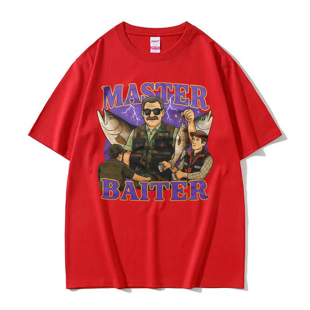 Funny Fishing Master Baiter Graphic T Shirts Men Women Vintage Fisherman Humor Tshirt Casual Loose Oversized T Shirt Streetwear
