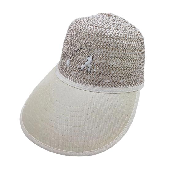 Men Summer Fisherman Hat Hollow Straw Weaving Full Face Sun Protection Wide Brim Western Cowboy Hat with Black Ribbon Decor Foldable Beach Hat