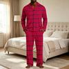 Men's Striped Pajama Set with Button Down Shirt and Pants - Loose Fit Casual Two Piece Sleepwear
