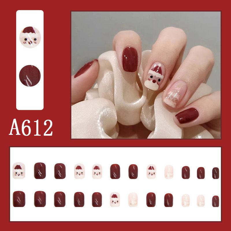 Winter Sweet Cartoon Christmas Wearing Nails Snowflake Santa Claus Nail Art Fake Nail Patch Christmas Collection