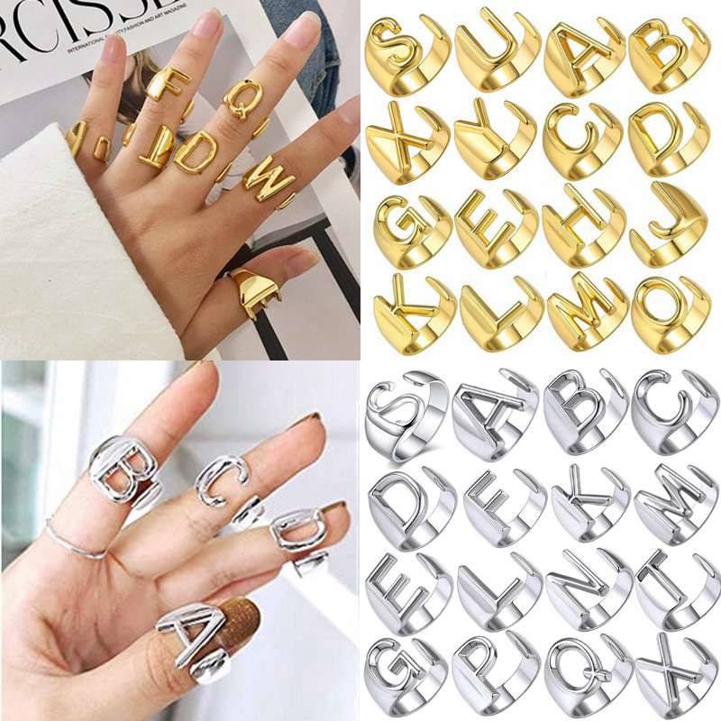 Casual Women's Creative Adjustable Opening Letters Rings